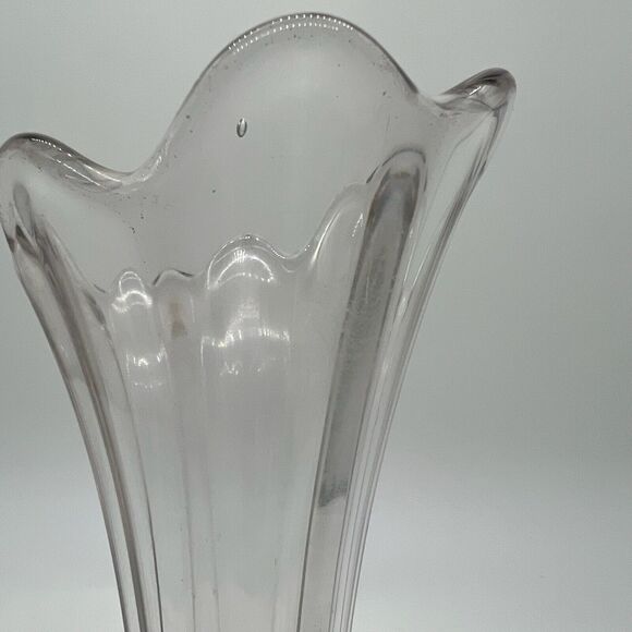 Vintage Clear Glass Swung Vase 11.75” AS IS - Picture 8 of 15